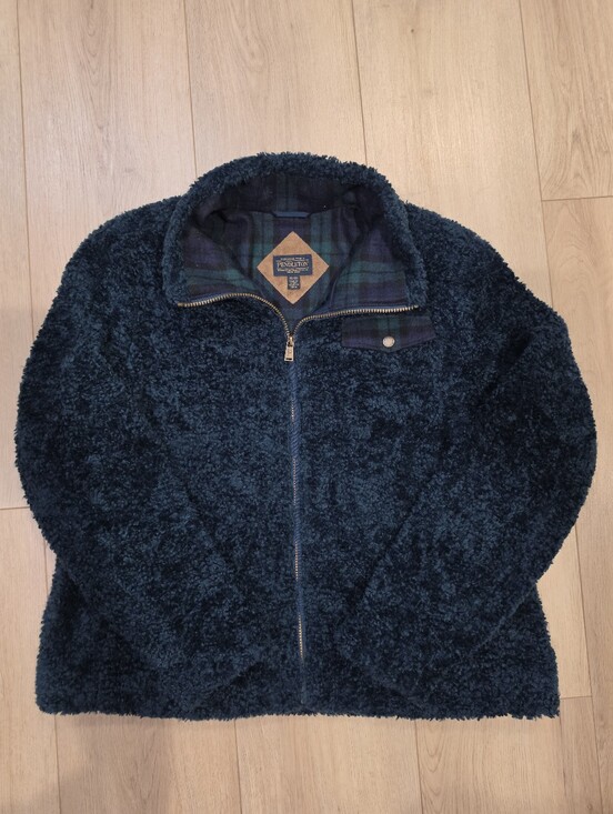 Pendleton Jackets & Blazers - Pendleton Sherpa Fleece Jacket XL Blue Blackwatch Plaid Quarter Zip Cozy